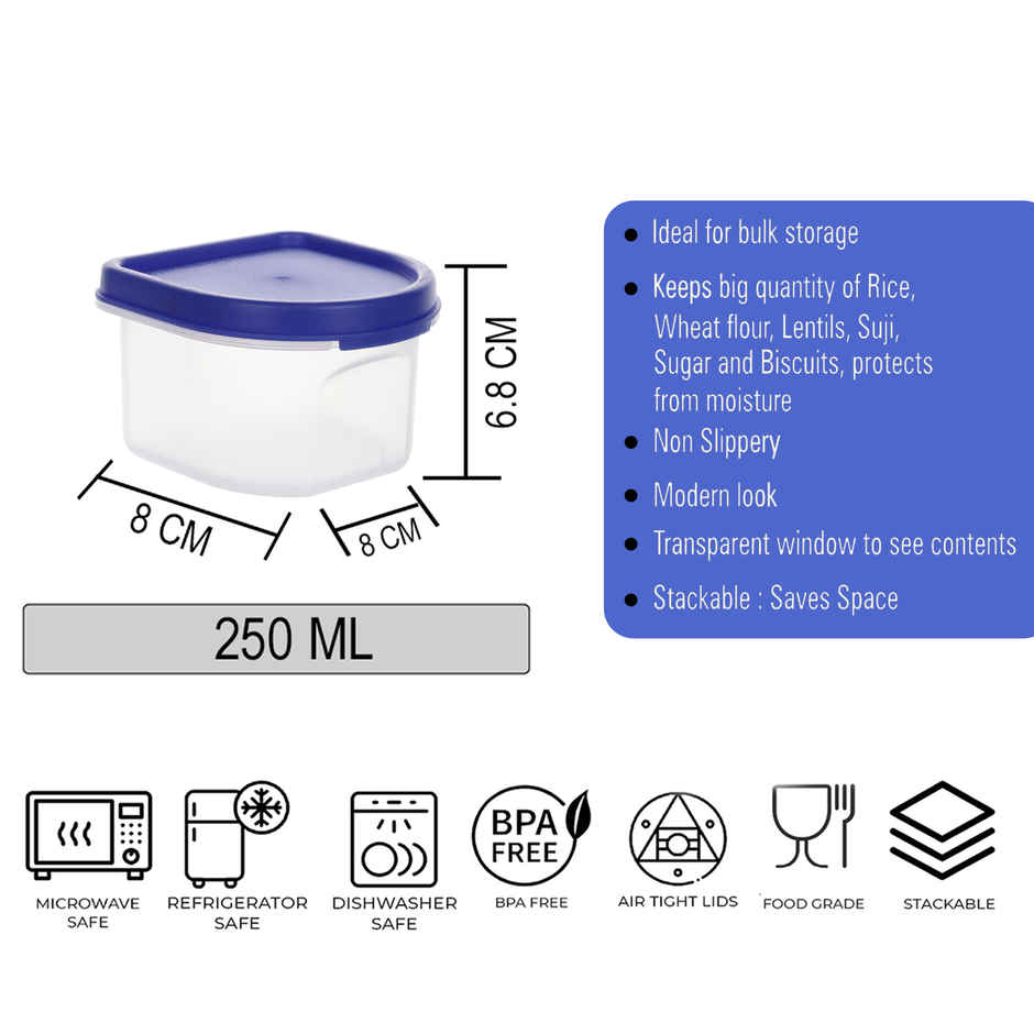 Cutting EDGE 250ml Plastic Mini Storage Containers |Modular | Set of 12 | Dark Blue | Microwave Safe