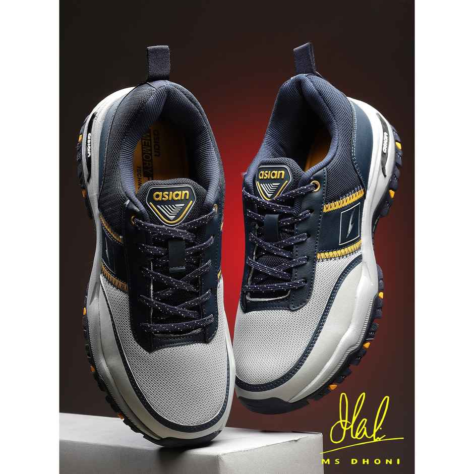 Asian Everest-02 Trekking Shoes For Men Navy Mustard | UK-9
