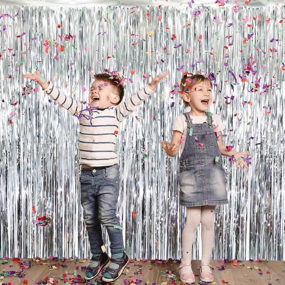 Silver Foil Curtain | Pack of 2 | Party Propz