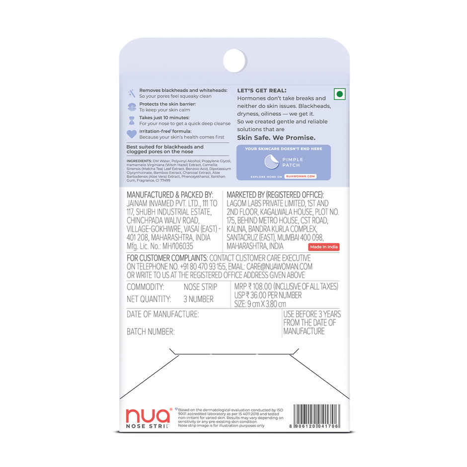 Nua Nose Strip (1pc) & Nua Hydrocolloid And Salicylic Acid Pimple Patches (36pc) Combo