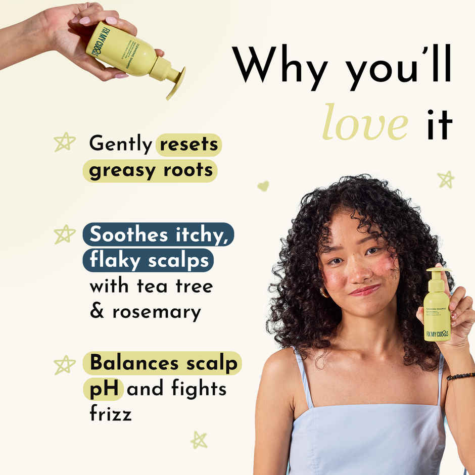 Fix My Curls Cleansing Shampoo | Curly, Wavy, Frizzy Hair|Anti-Dandruff, Sulphate Free