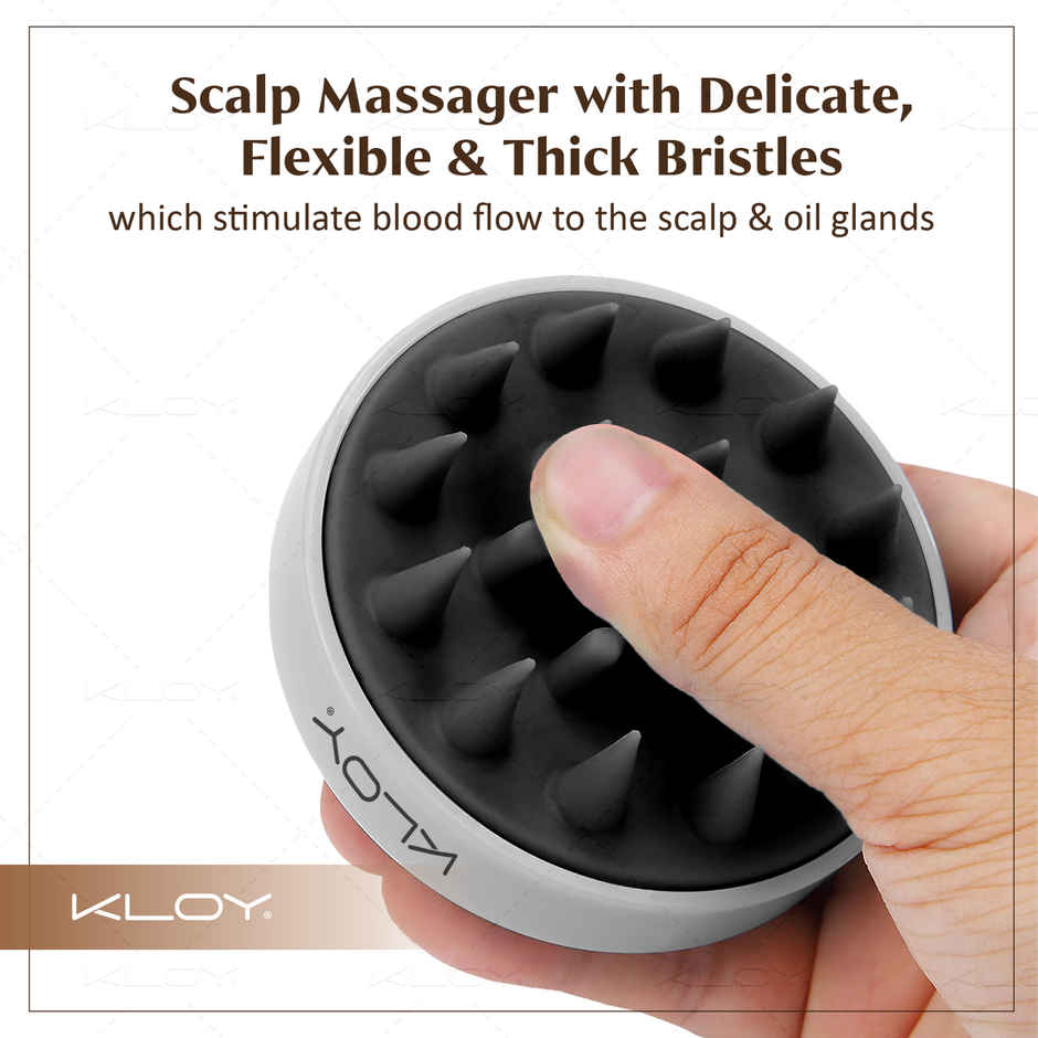 Kloy Round Hair Scalp Massager Shampoo Brush | Super Soft Bristles | Anti-Dandruff | White