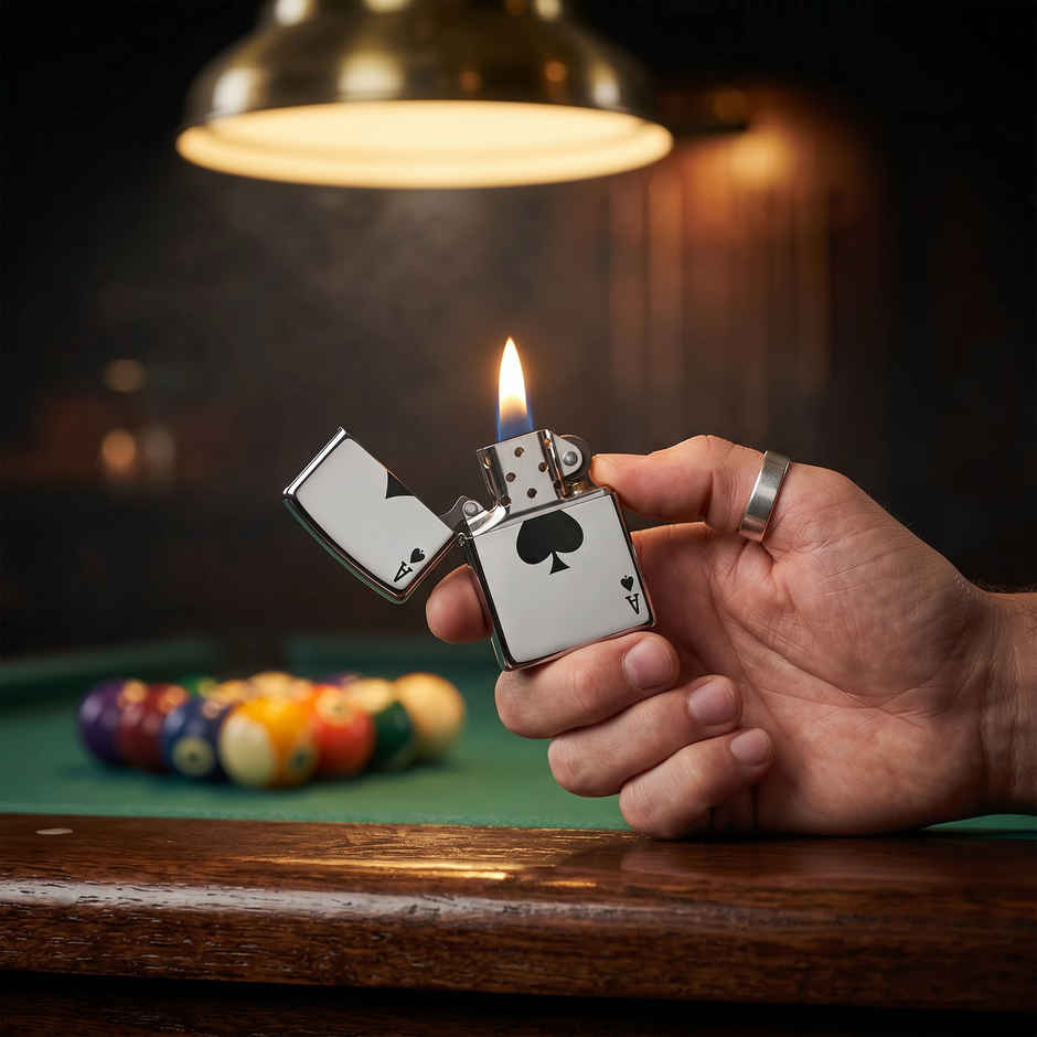 Zippo Simple Spade Design Classic High Polish Chrome Windproof Pocket Lighter