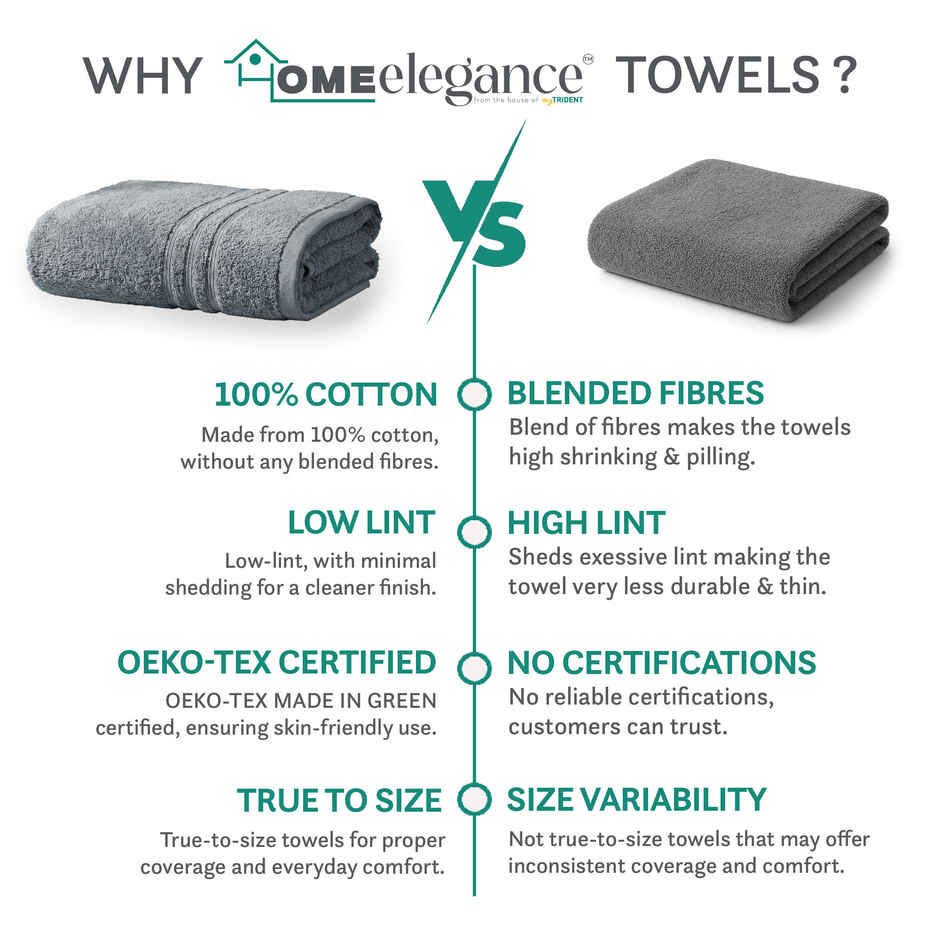 Mytrident Comfort Living Cotton Bath Towel | 28 in x 55 in | New Grey