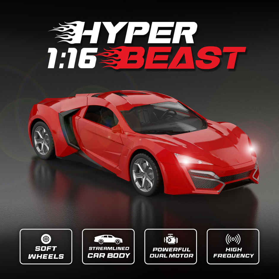 SEEDO Remote Control Car 1:16 , 2.4 GHz, USB Rechargeable,Fast Speed Hyper Beast Car | Red