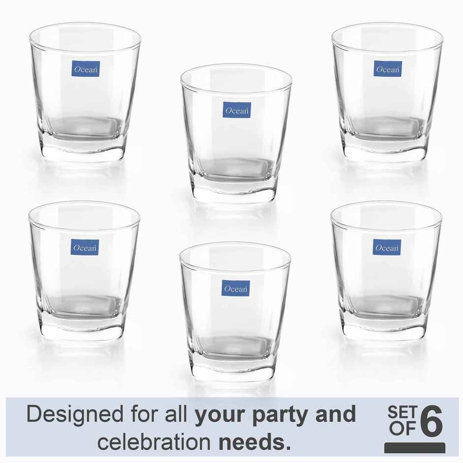 Plaza Whisky Glass Set | 295 ml | 6 pcs | Premium Glassware | Ocean Glassware