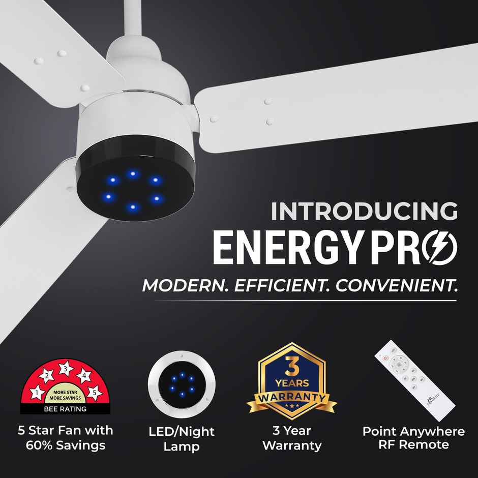 RR Signature Energy Pro BLDC Ceiling Fan, 1200mm, 5 Star, Miraj White