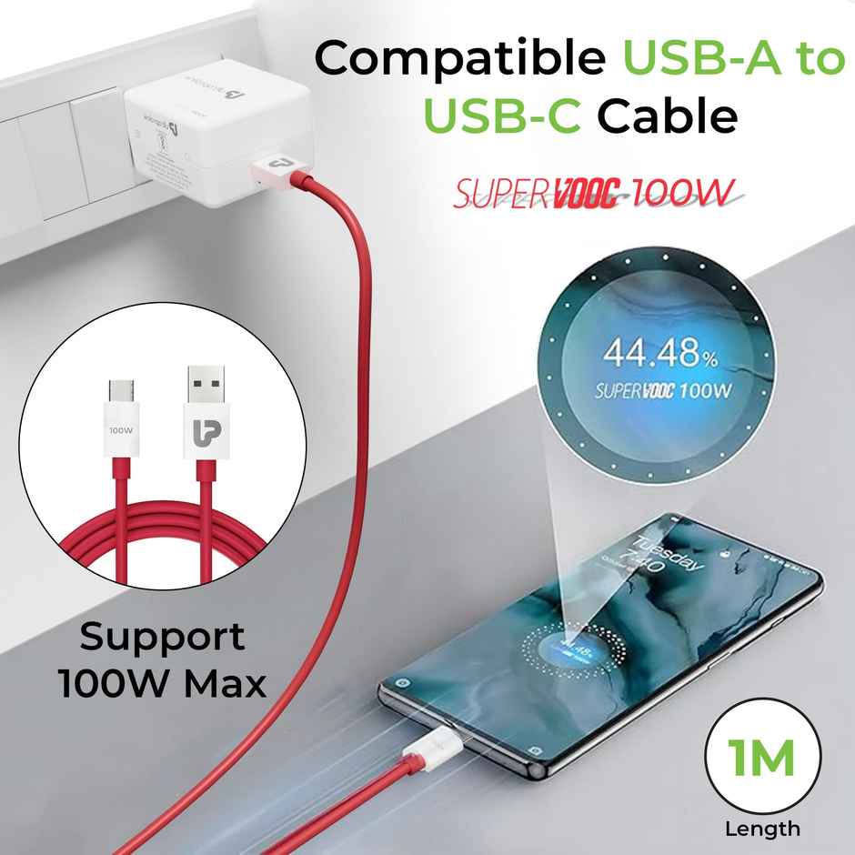 UltraProlink UM1201C Boost 100W Supervooc Multi Protocol Fast Travel Charger with Type-C Cable