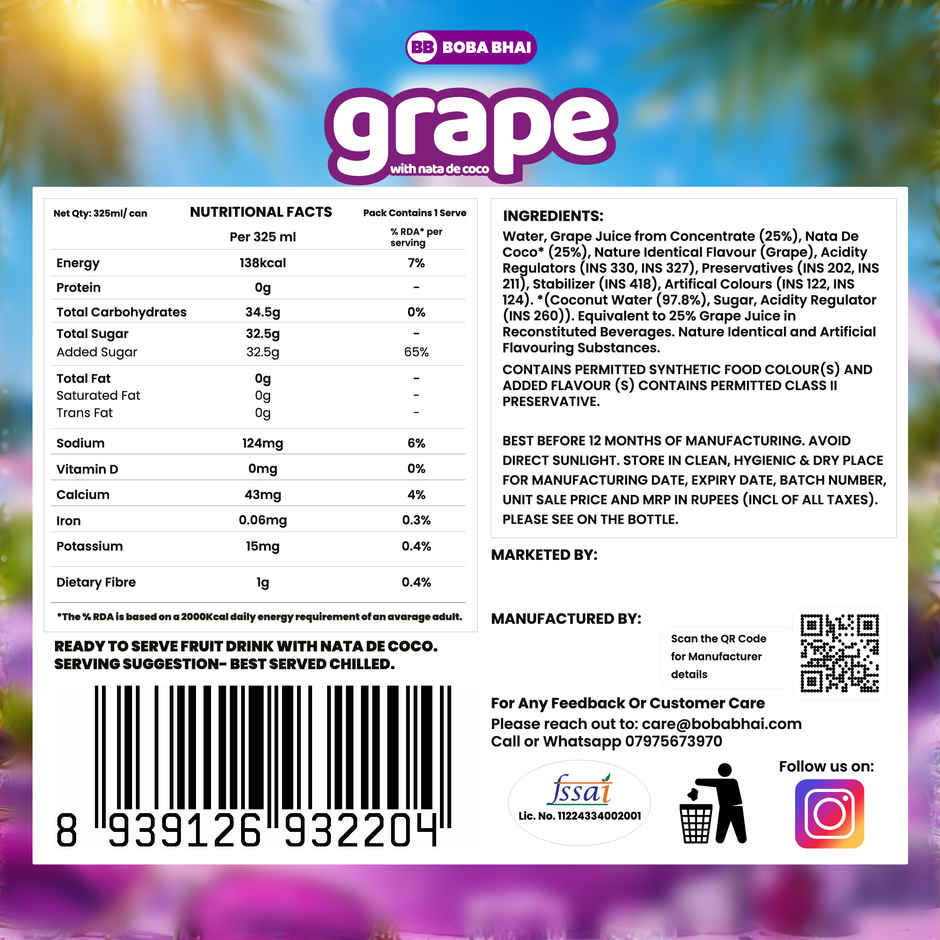 Boba Bhai Grape with Nata de Coco