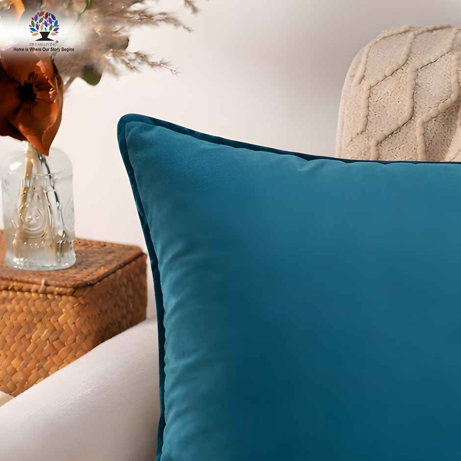 Dream Living Solid Cushion Covers Velvet Decorative Cushion Cover 16 x 16 in | Set of 2 | Teal Green