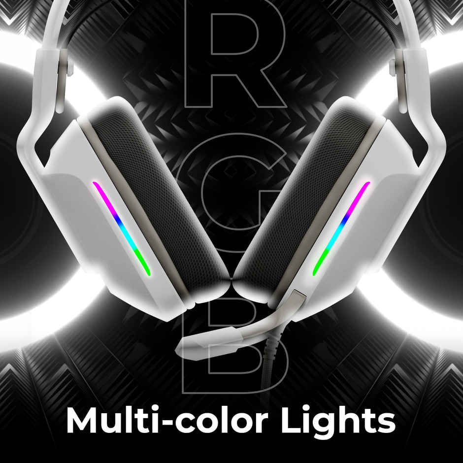 Zebronics Havoc Premium Gaming Over Ear Wired Headphone With Dolby Atmos Subscription (White)