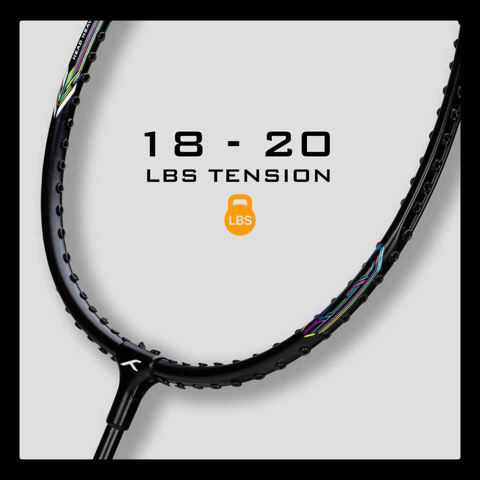 Hundred Powertek 200 Aluminium Badminton Rakcet & Cover set | Black | Strung | Durable & Reliable