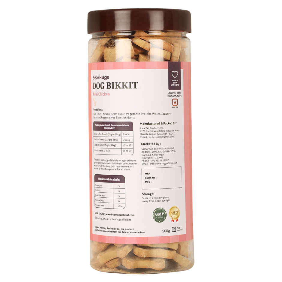 Bearhugs Dog Bikkit Real Chicken Dog Cookies(Jar)