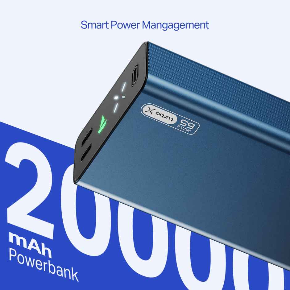 boAt Energy Shroom PB465 Turbo 20000mAh Powerbank | 65W Fast Charging | Navy Blue