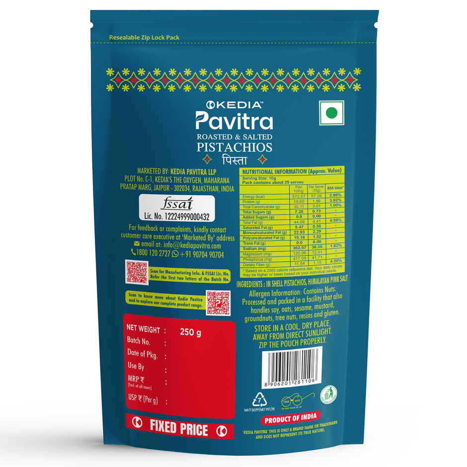 Kedia Pavitra Pistachios | Pista Roasted & Salted