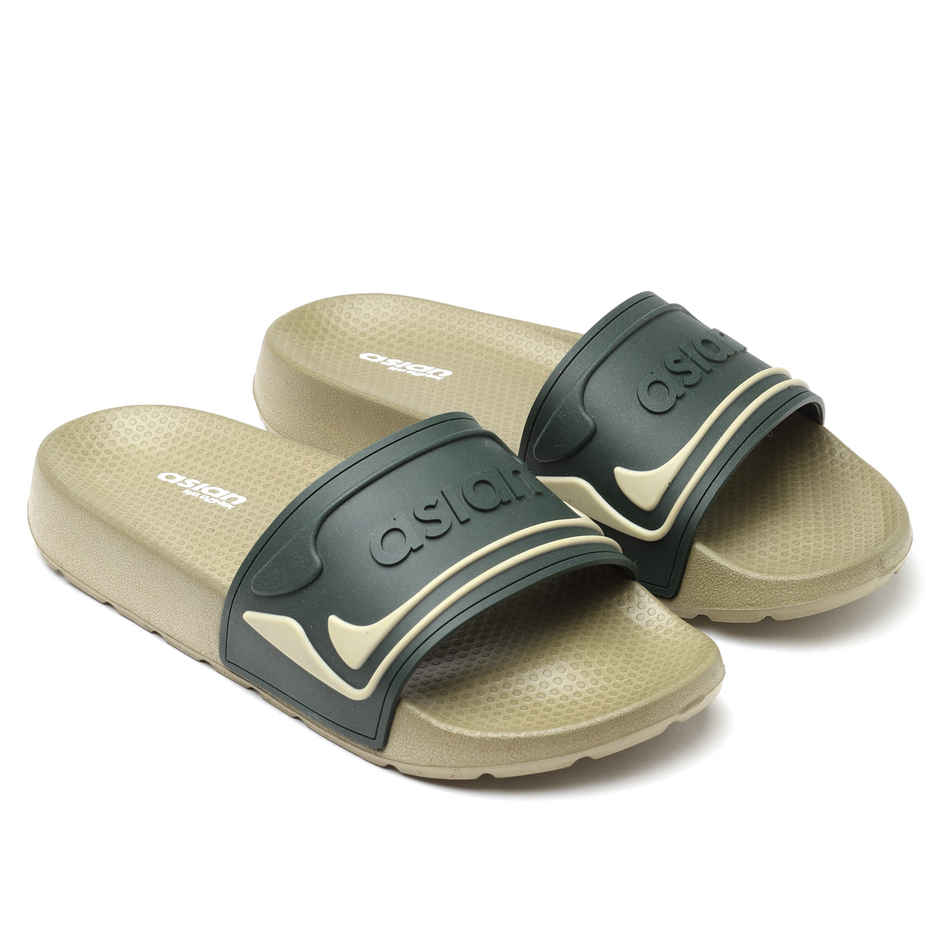 Asian Men's Slides | Slider-34 | Olive - UK 8