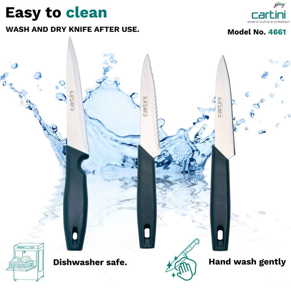 Godrej Cartini Premium Kitchen Stainless Steel Knives Set - Teal