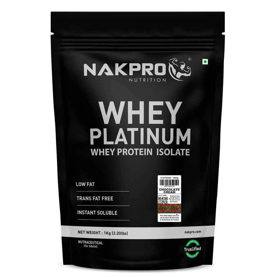 Nakpro Platinum Whey Protein Isolate |Trustified Certified | Chocolate & Cream