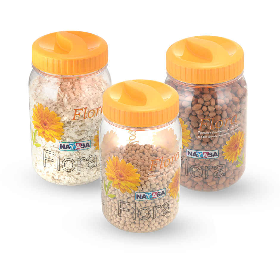 Nayasa Barni 1 kg- 1.5 L BPA Free Food Grade Airtight Kitchen Storage Stackable Containers | Yellow