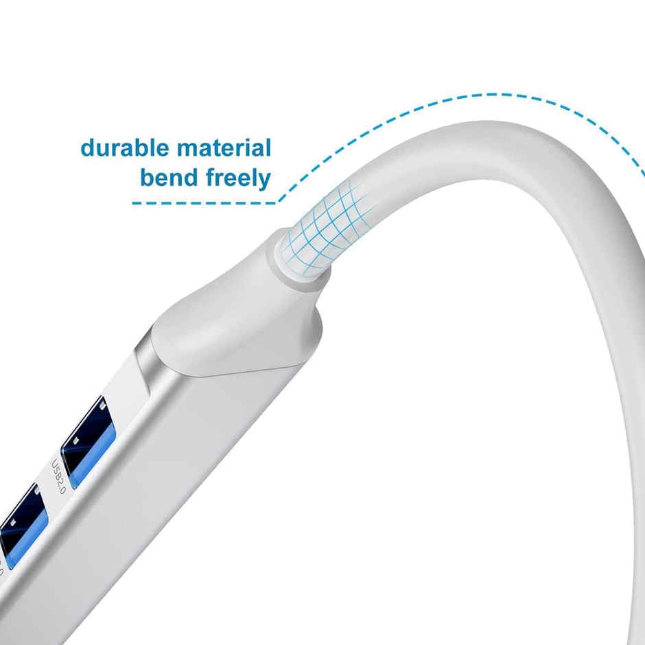 Sounce 4 In 1 Portable Usb C Hub (Type-C To 4 Usb-A Ports) With Aluminum Shell, White