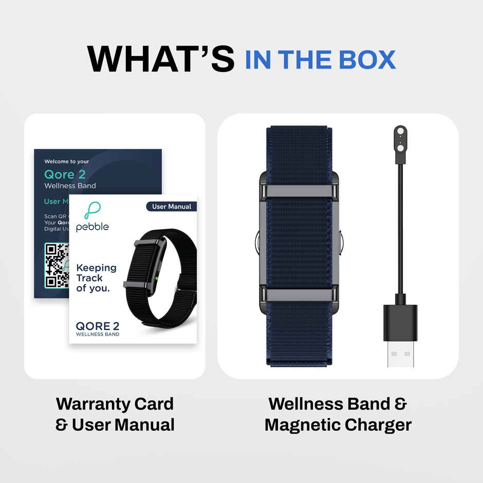 Pebble Pebble Qore 2 Smart Band with HR, SpO2, HRV, Temp, Sleep, Calls, 5ATM, Sports Modes