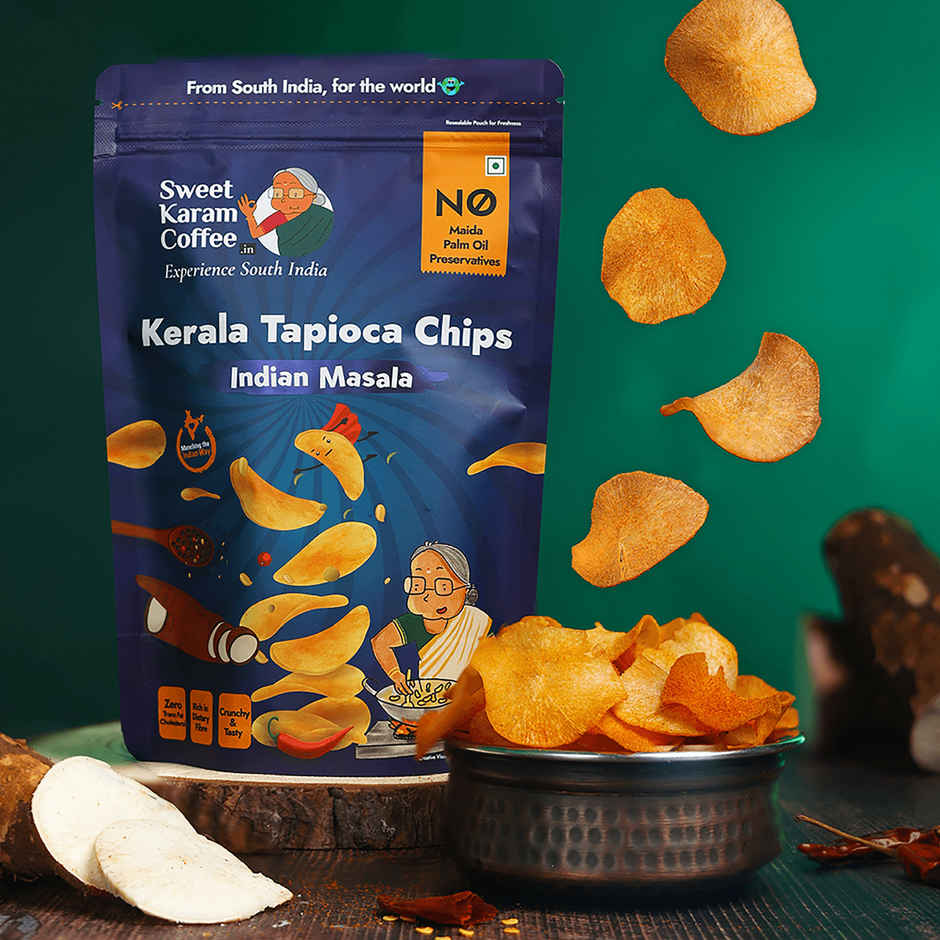 Sweet Karam Coffee Indian Masala Tapioca Chips Combo