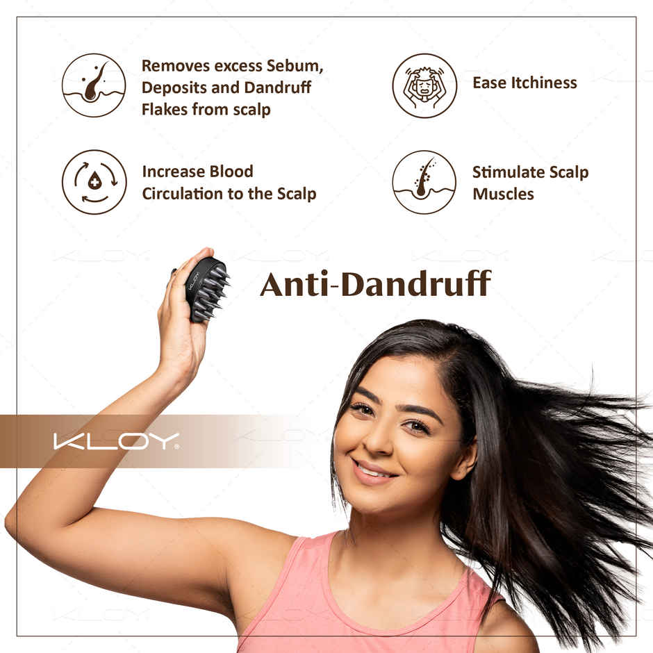Kloy Round Hair Scalp Massager Shampoo Brush | Anti-Dandruff | Black