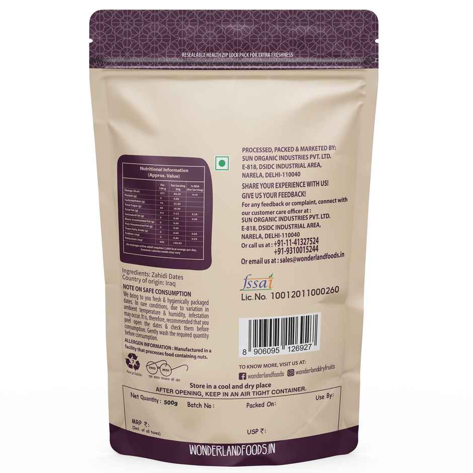 Wonderland Foods Zahidi Dates