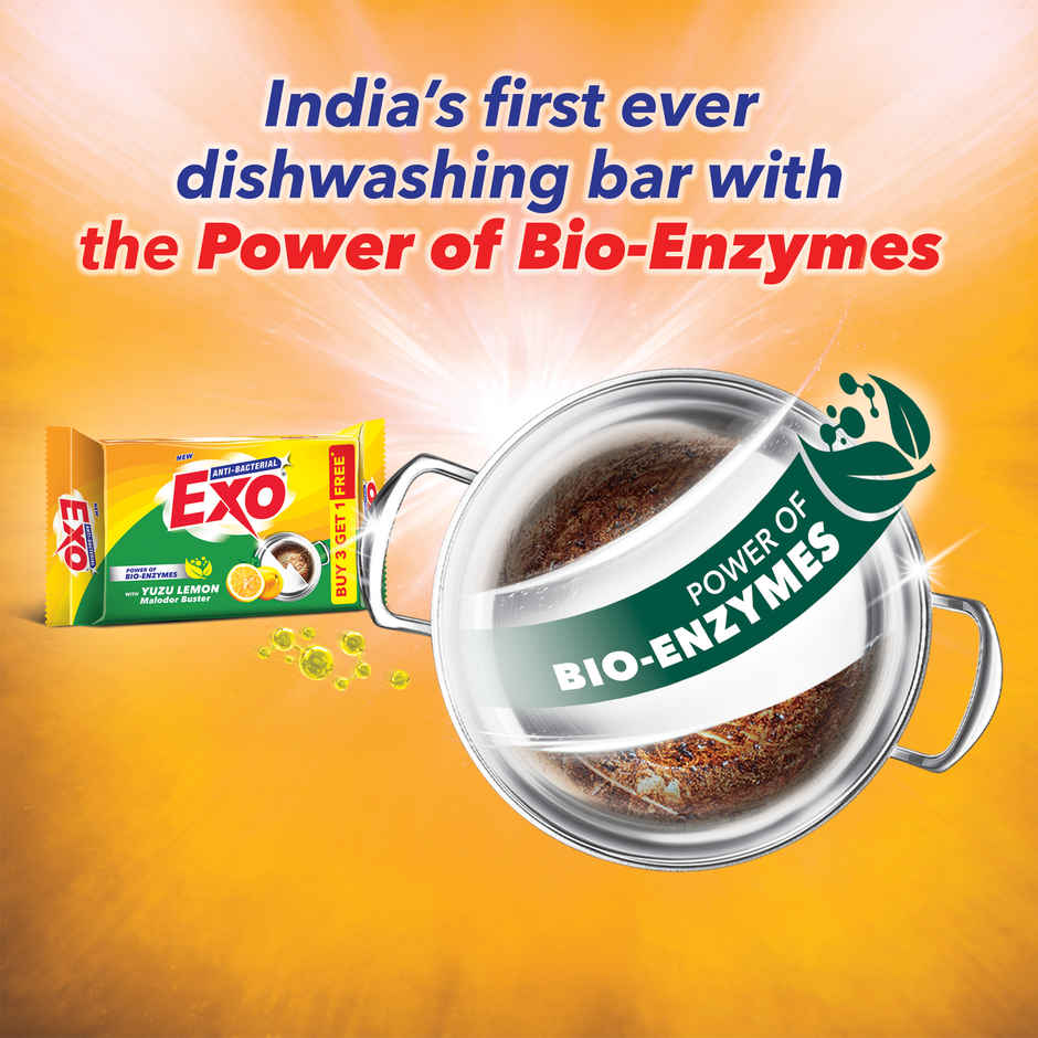 Exo Anti Bacterial Dishwash Bar | Yuzu Lemon for Malodor Buster with Power of Bio-Enzymes