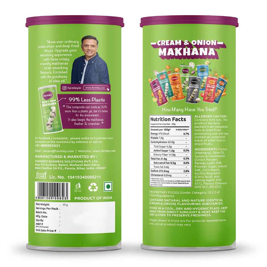 Farmley Cream And Onion Makhana Roasted In Olive Oil