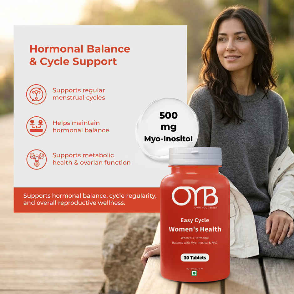 OYB PCOS Support Supplement for Women with Myo-Inositol & NAC for Hormonal Balance | OYB Easy Cycle