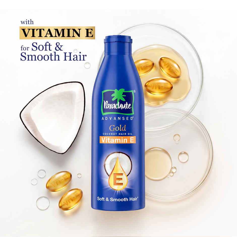 Parachute Advansed Gold Vitamin E Coconut Hair Oil| Long & Soft Hair| No Paraben & Silicones