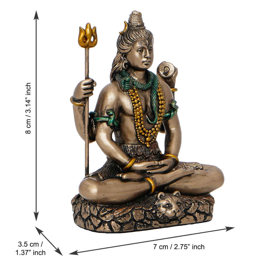 eCraftIndia Brown Resin Meditating Lord Shiva Idol for Home Decor Office Puja Room