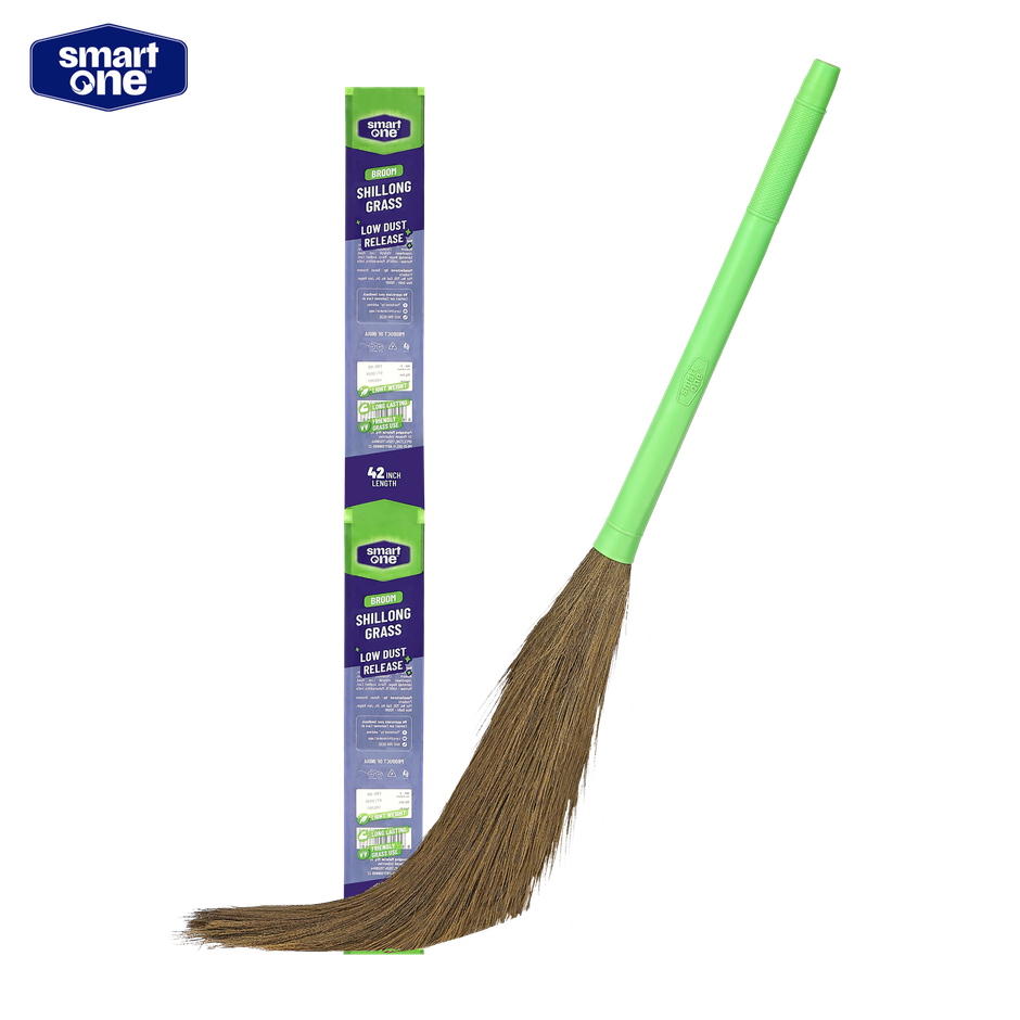 Smart One-Green-Grass Broom, Shillong Grass, 42 Inch Length, 368 g