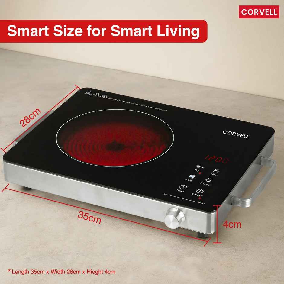 CORVELL Cook-Top Infrared Cooktop 2200W | Glass Top Electric Stove for Kitchen
