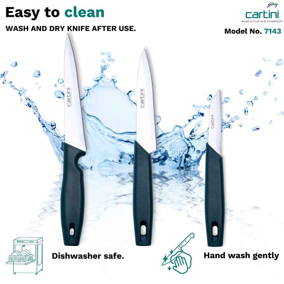 Godrej Cartini Creative Kitchen Knife (Pairing Knife, Easy Chopping Knife,Fine Dicing Knife) - Teal