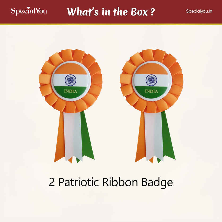 Patriotic Ribbon Badge Set for Republic Day | Orange Detail
