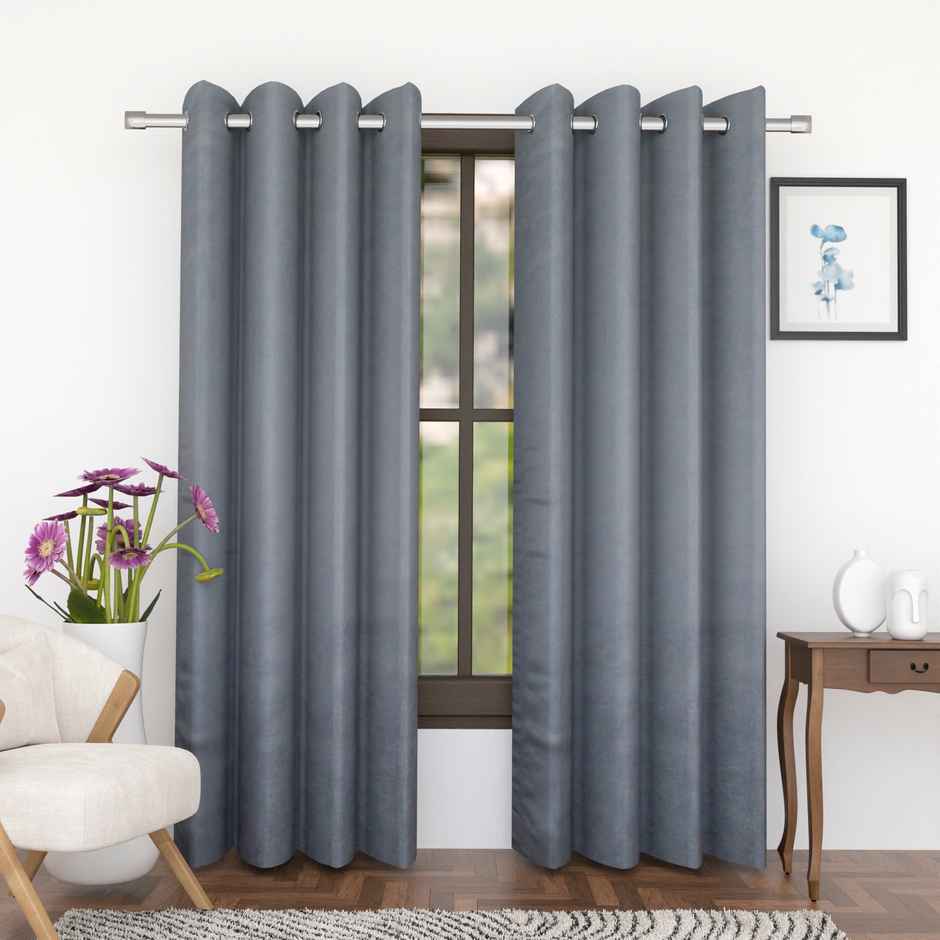Florida Pearl 7 Feet Sheer Curtains for Living Room Bedroom Balcony Charcoal