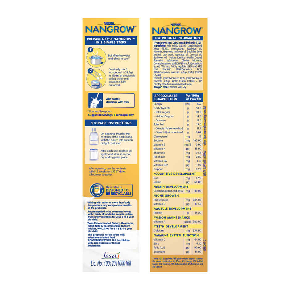 Nestle Nangrow Vanilla Drink Mix | For 2 - 6 years Kids