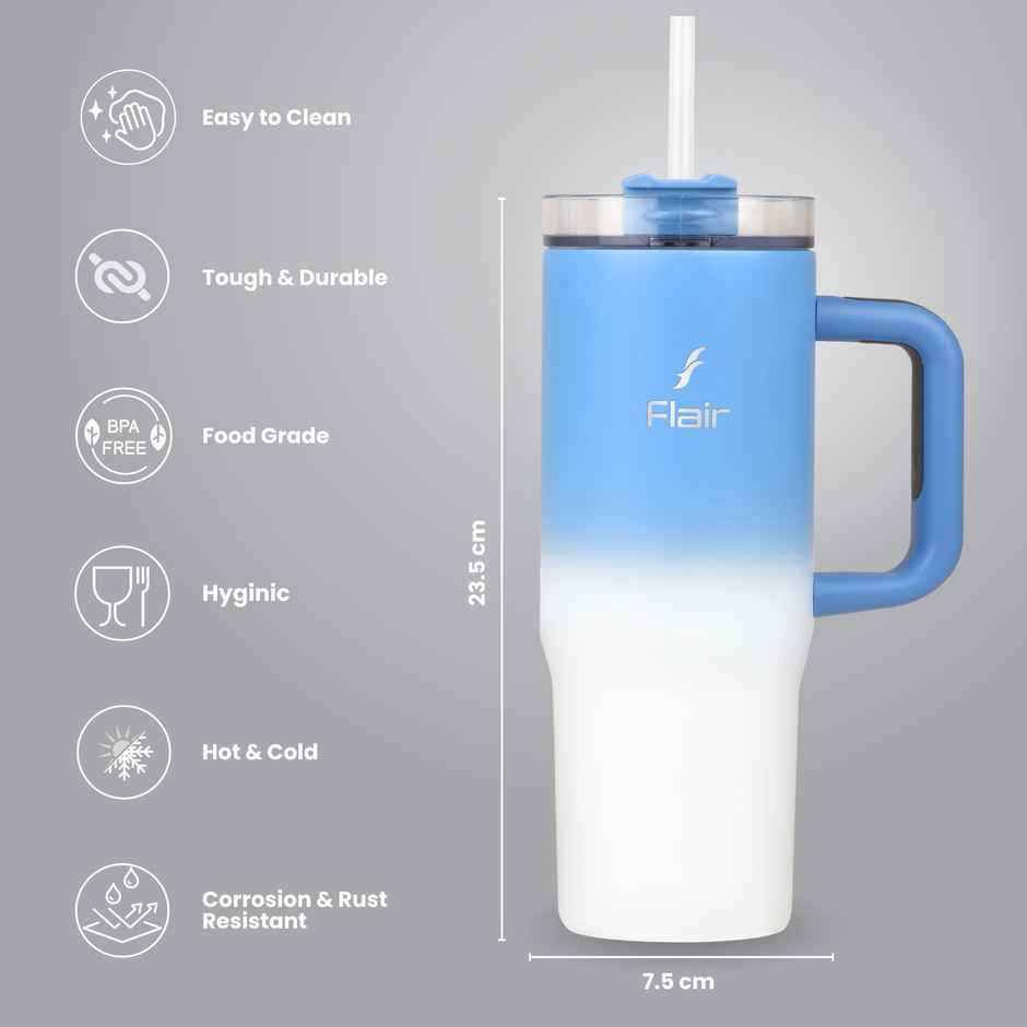 Flair Vogue 750 ml Insulated Stainless Steel Tumbler with Lid | Blue Ombre