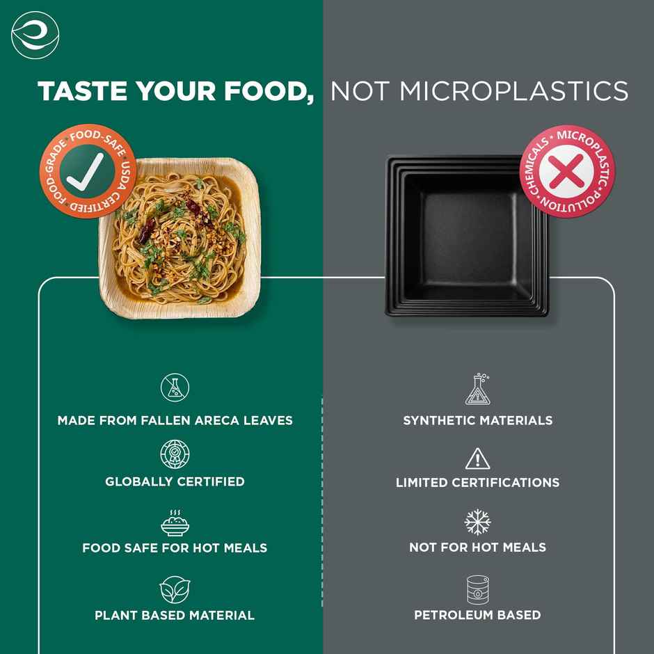 Palm Leaf Bowl | Square | 500 ml | 10 Count | Eco Soul