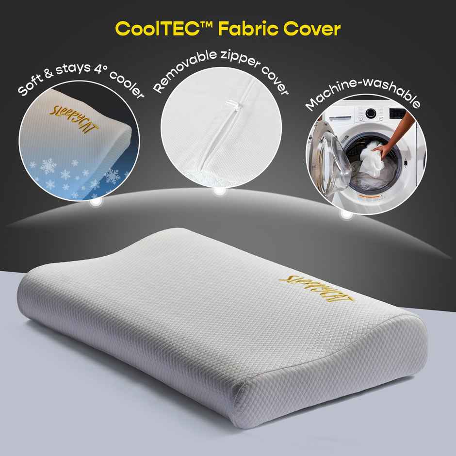 Sleepycat Contour Orthopaedic Cooltec Memory Foam Pillow - 1 Piece (Standard, 25X16 Inches)