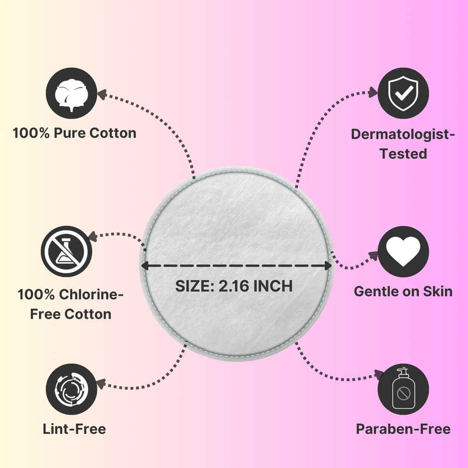 Midazzle Cotton Pads for Makeup Remover & Face Cleansing | Pack of 50 | MICP3501