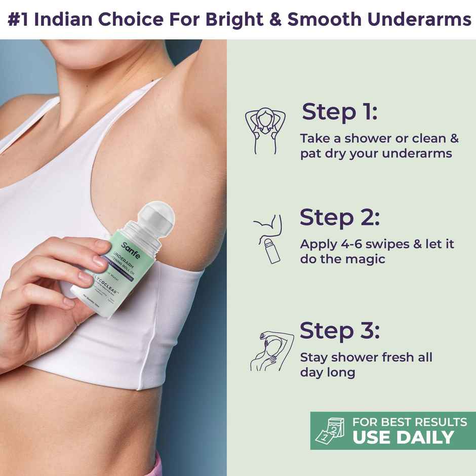 Sanfe Underarm Lightening Roll On With 5% Aha For Underarms Men & Women