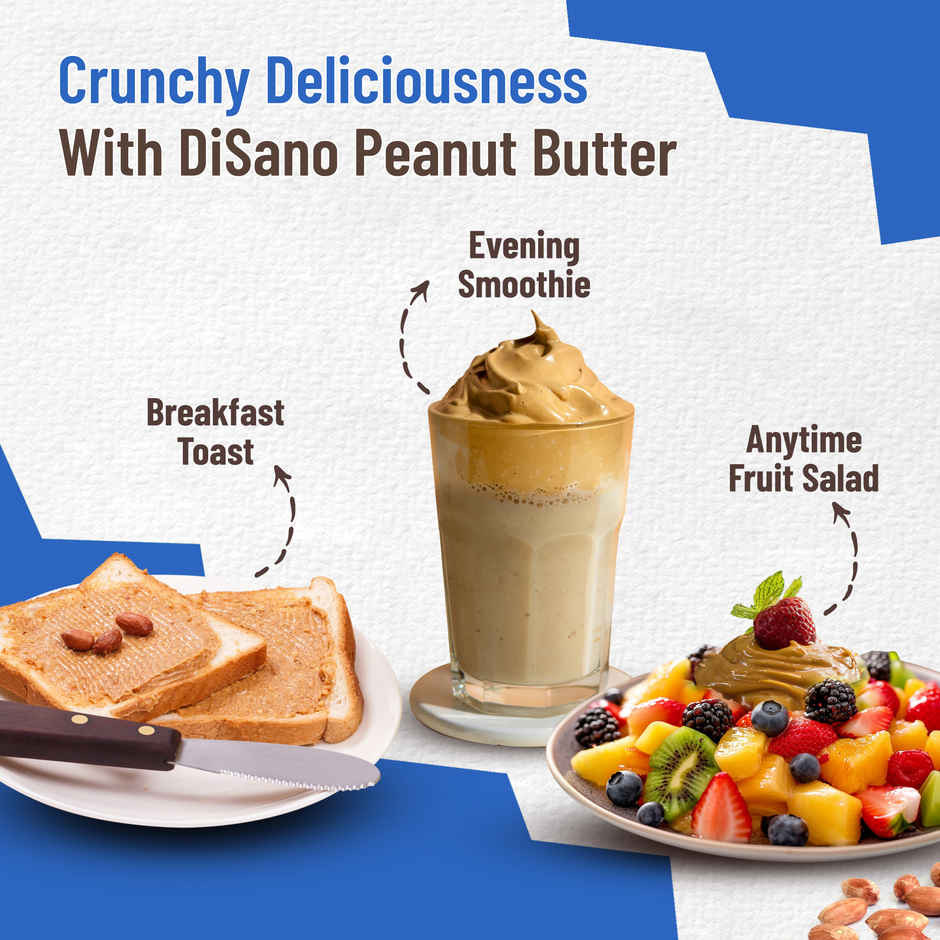 Disano Peanut Butter - Crunchy, 26% Protein, No Trans Fat & Preservatives