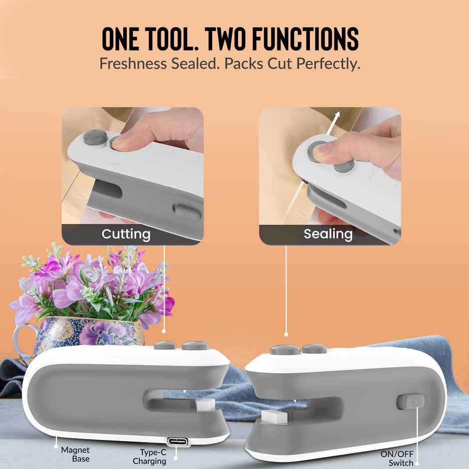 Aroma Portable Handheld Sealer for Mini Food Packet Sealer with Type C Charging Hand Held | White