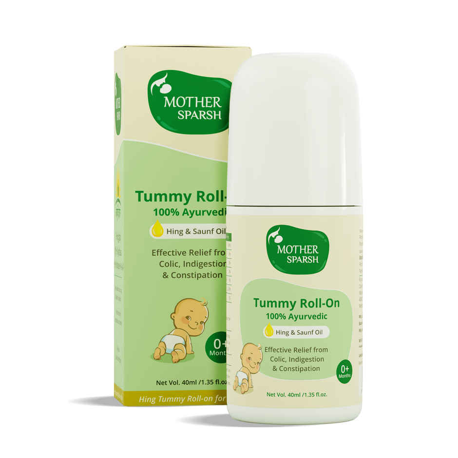 Mother Sparsh Tummy Roll On For Baby Colic Relief Constipation And Indigestion With Hing & Saunf