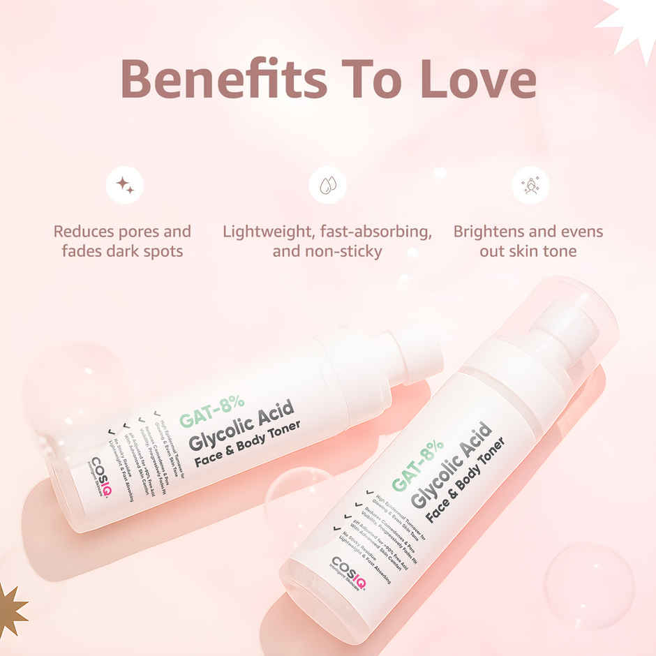 CosIQ GAT 8% Glycolic Acid Face Toner With Glycerine And Cucumber Extract