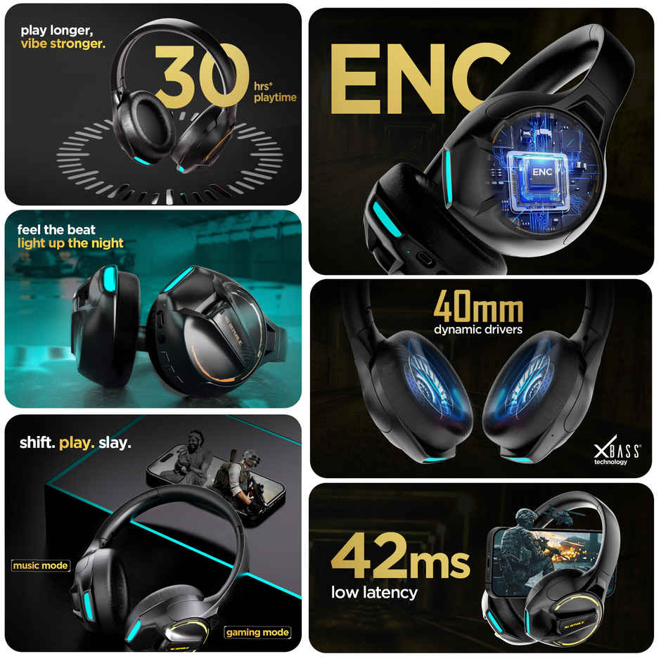 Nu Republic Starboy 6 With 30 Hrs Playtime Bluetooth Headphones | Black