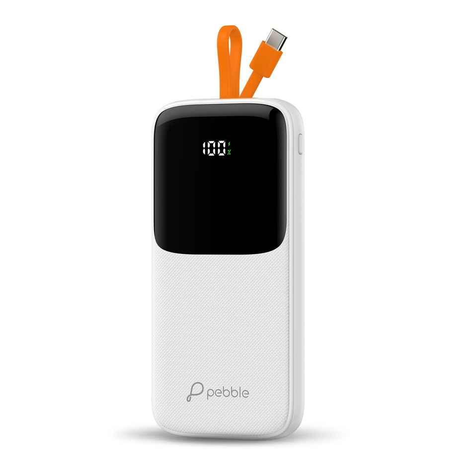 Pebble Rapid Electra10 10000mAh Power Bank | 22.5W Fast Charging | Inbuilt Cable & Display